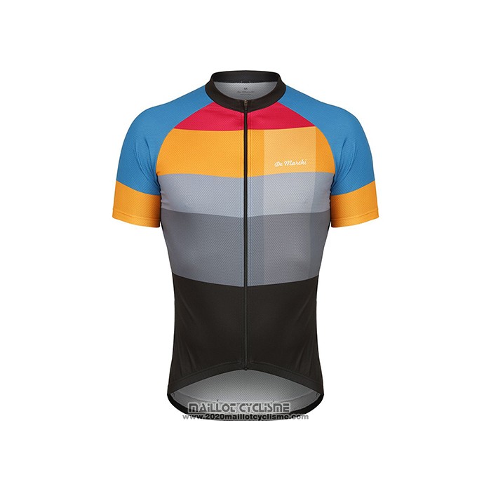 2021 Maillot Cyclisme de Marchi Jaune Bleu Gris Manches Courtes et Cuissard